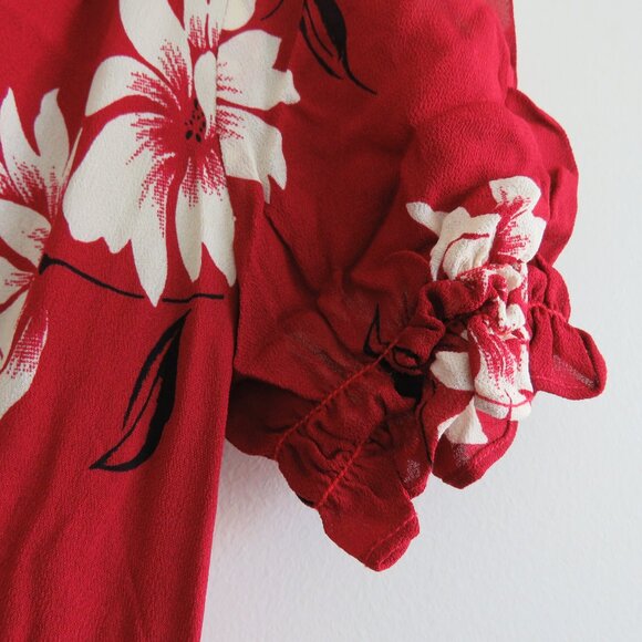 REFORMATION Dane Midi Dress in Freddie Red Floral Smocked Boho - Size S - Picture 6 of 16